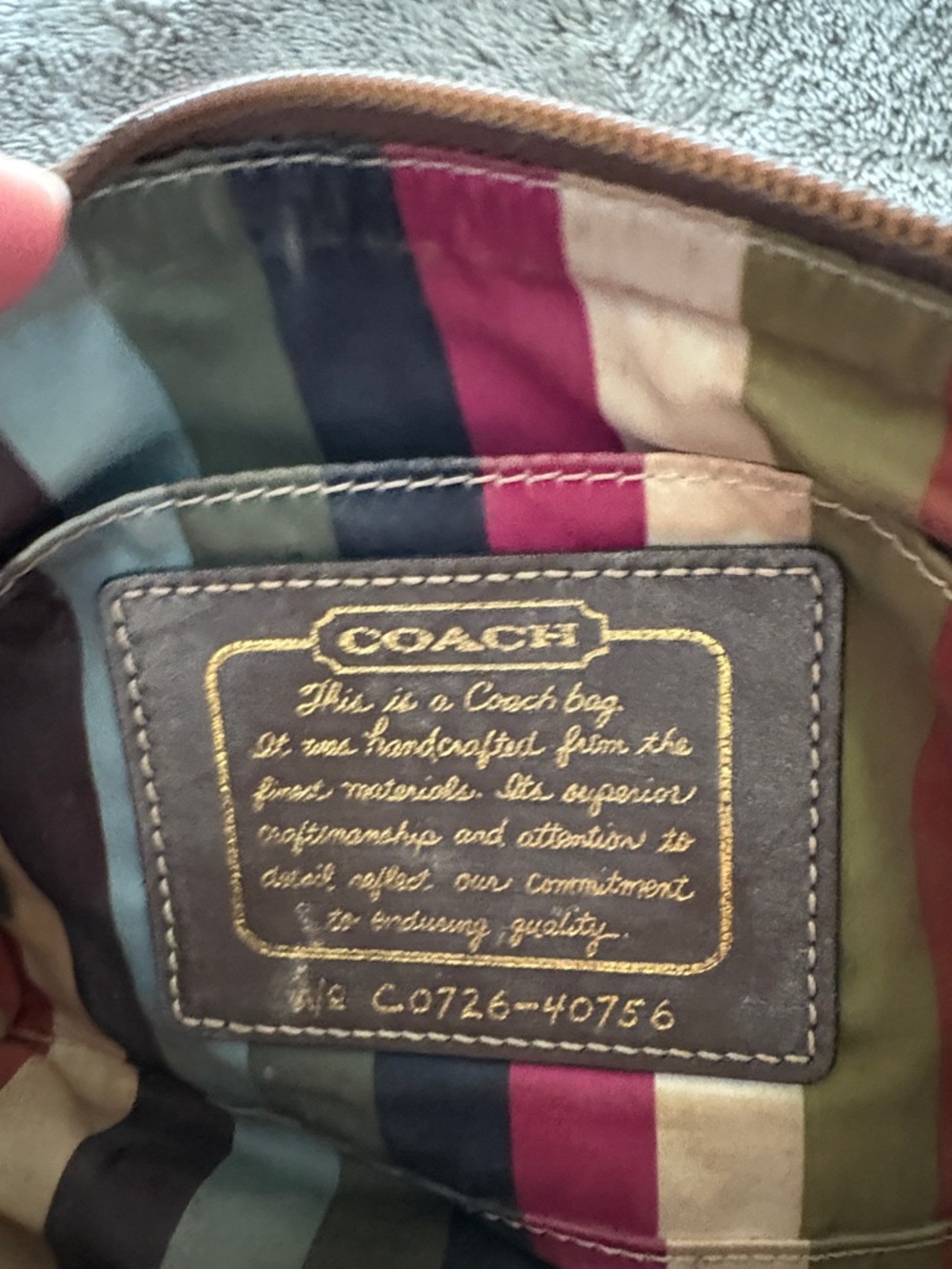 Coach Signature Canvas Cosmetic Bag in Blue and Tan - Picture 9 of 10